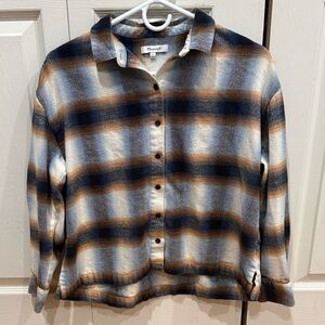 Madewell Westlake Flannel Plaid Shirt in Blue and Brown Small